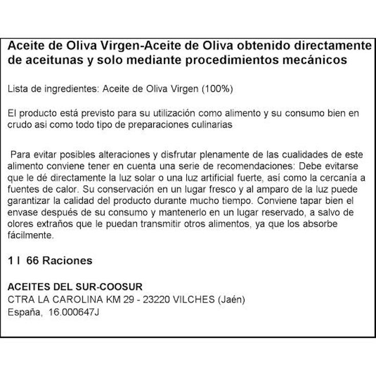 ACEITE OLIVA VIRGEN SERIE ORO COOSUR BTLLA 1 LT