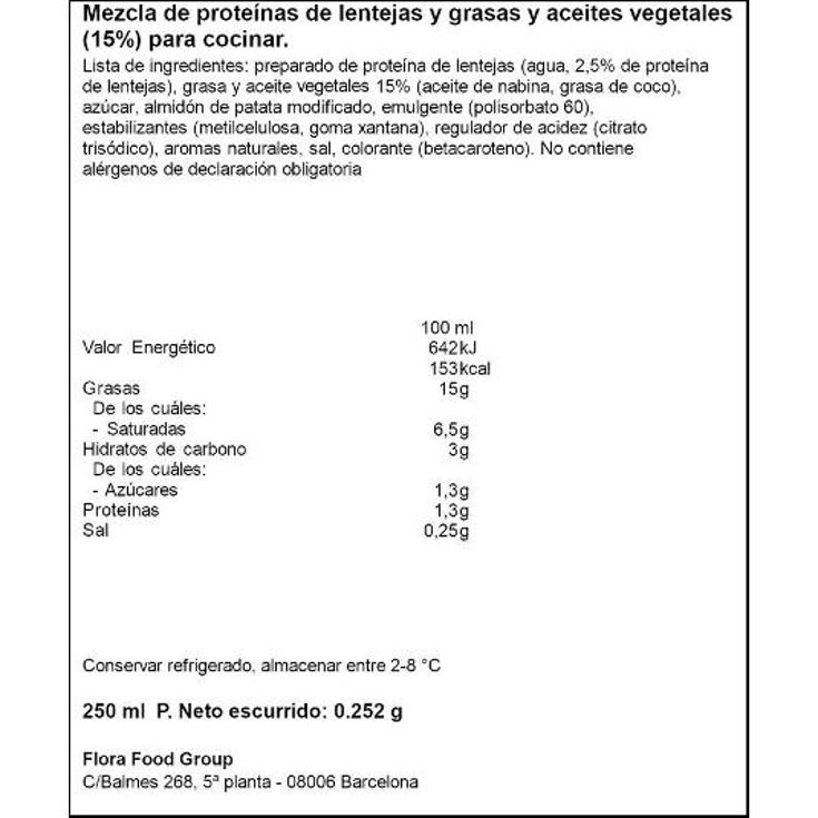 CREMA VEGETAL PARA COCINAR TULIPAN UNIDAD 250 ML