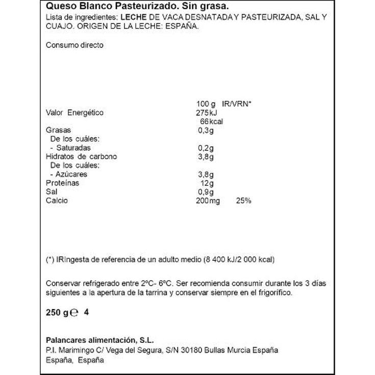QUESO FRESCO BURGOS O% X4 SPAR PACK 250 GR