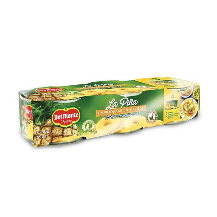 PIÑA MD2 RODAJAS 3X230 GR. DEL MONTE PACK 690 GR