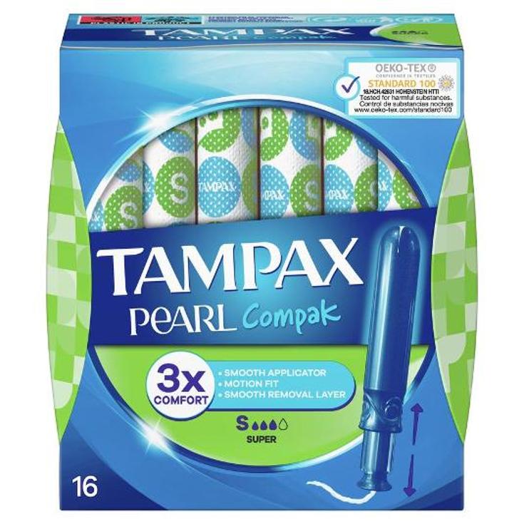 TAMPONES COMPAK PEARL SUPER 16U TAMPAX CAJA 16 UD