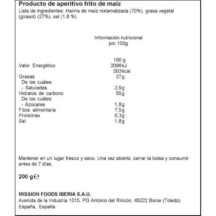 NACHOS SAL MISSION BOLSA 200 GR