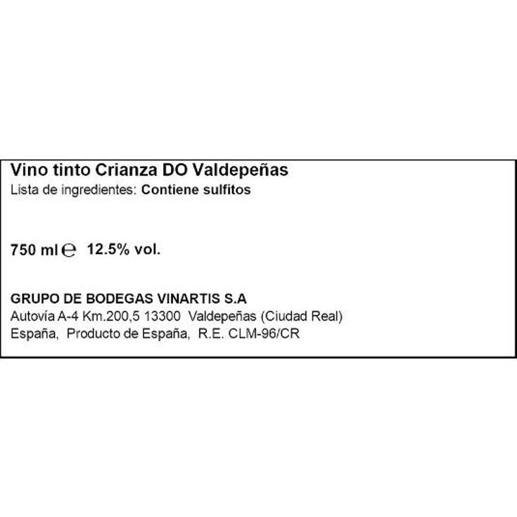 VINO TINTO VALDEP.CRNZ. 12,5º PATA NEGRA BTLLA 75 CL