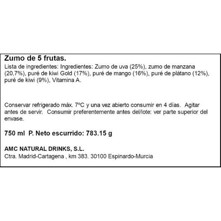 ZUMO REF.KIWI GOLD UVA MANZANA VIA NATURE BTLLA 750 ML