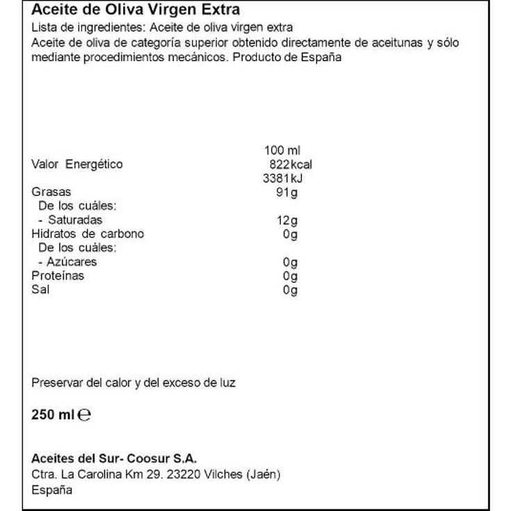 ACEITE OLIVA VIRGEN EXTRA LA ESPAÑOLA BTLLA 250 ML