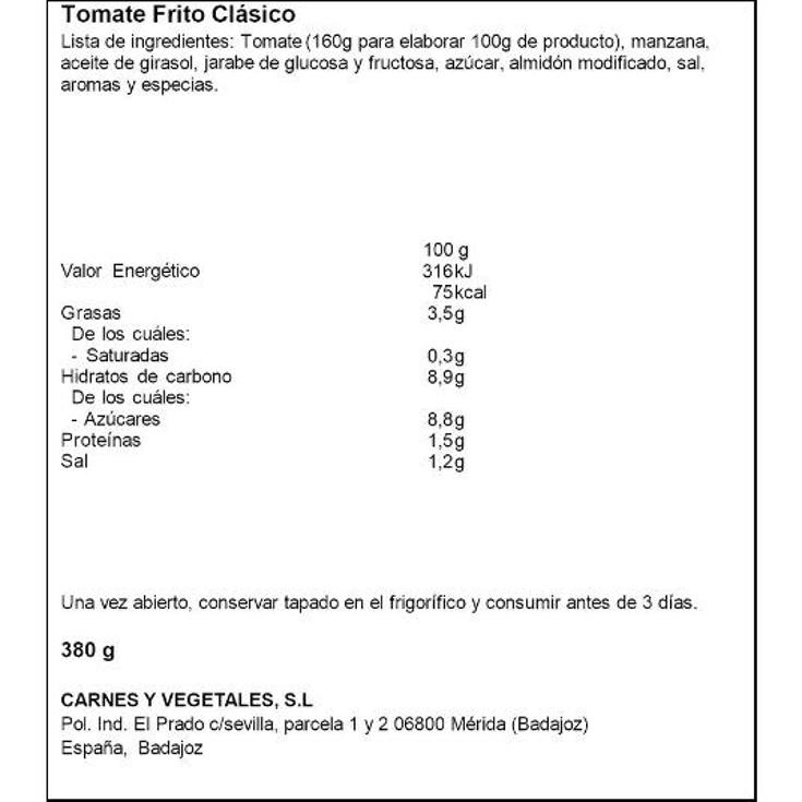 TOMATE FRITO FRUCO BTLLA 380 GR