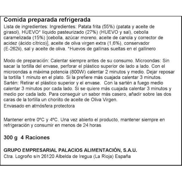 TORTILLA PATATAS CEB.CARAMELIZA PALACIOS UNIDAD 300 GR