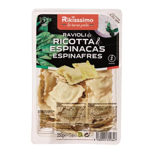 PASTA FRESCA RAVIOLI.RICOTA.ESP RIKISSSIMO PQTE 250 GR