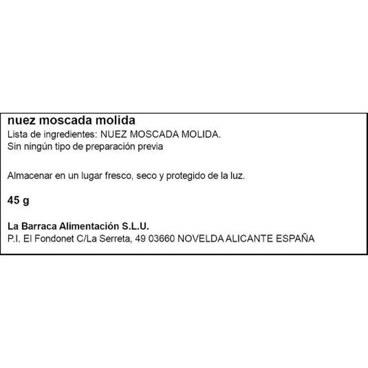 NUEZ MOSCADA MOLIDA 45G SPAR FRASCO 45 GR