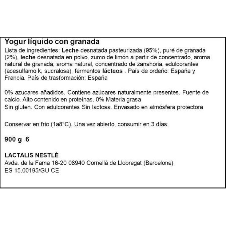 YOGUR LIQUIDO GRANADA 0% SVELTESSE BTLLA 900 GR