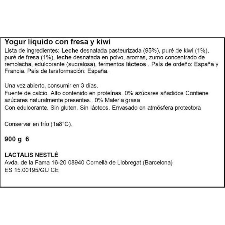 YOGUR LIQUIDO FRESA KIWI 0% SVELTESSE BTLLA 900 GR