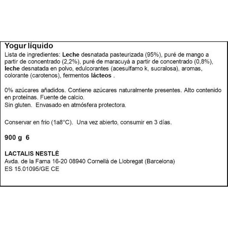 YOGUR LIQUIDO MANGO MARACUYA SVELTESSE BTLLA 900 GR