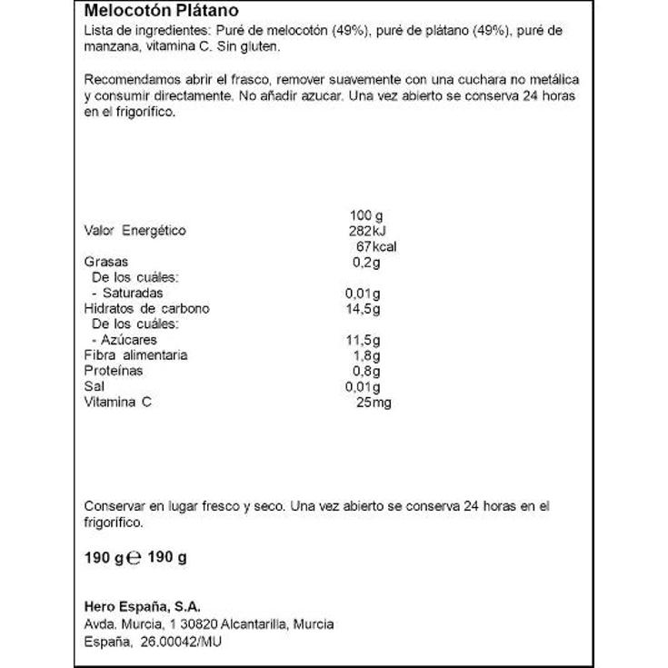 BABY T. MELOCOTON/PLATANO HERO FRASCO 190 GR