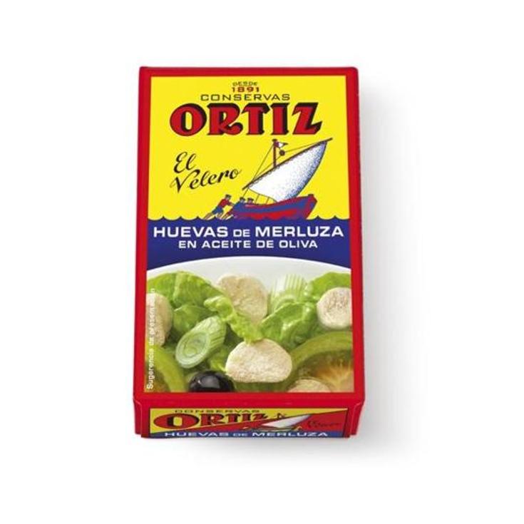 HUEVAS MERLUZA ACEITE OLIVA ORTIZ LATA 80 GR