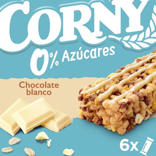 BARRITAS 0% CHOCO BLANCO 6X20GR CORNY PACK 120 GR