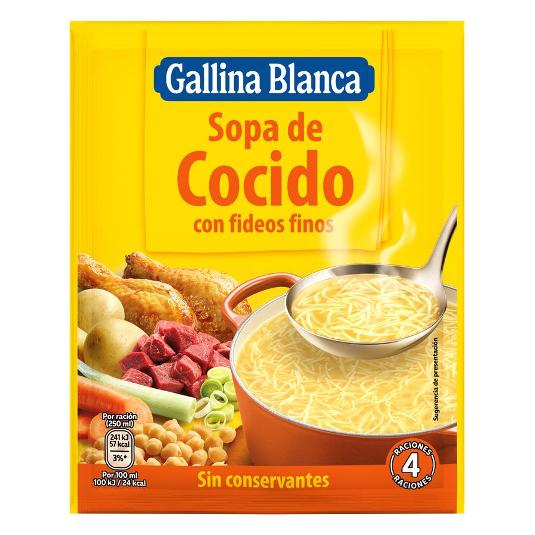 SOPA COCIDO FIDEOS FINOS G.BLANCA SOBRE 72 GR