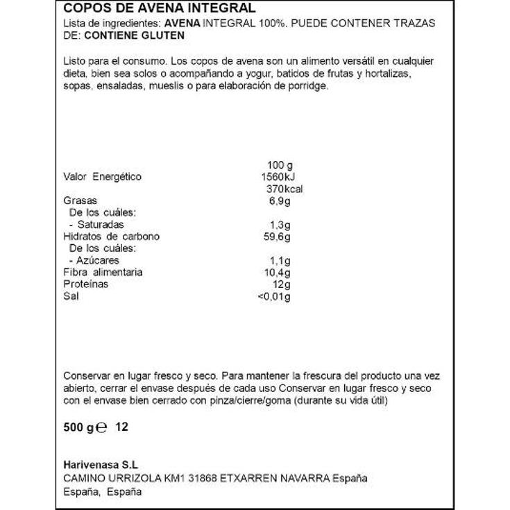 COPOS DE AVENA SPAR PQTE 500 GR