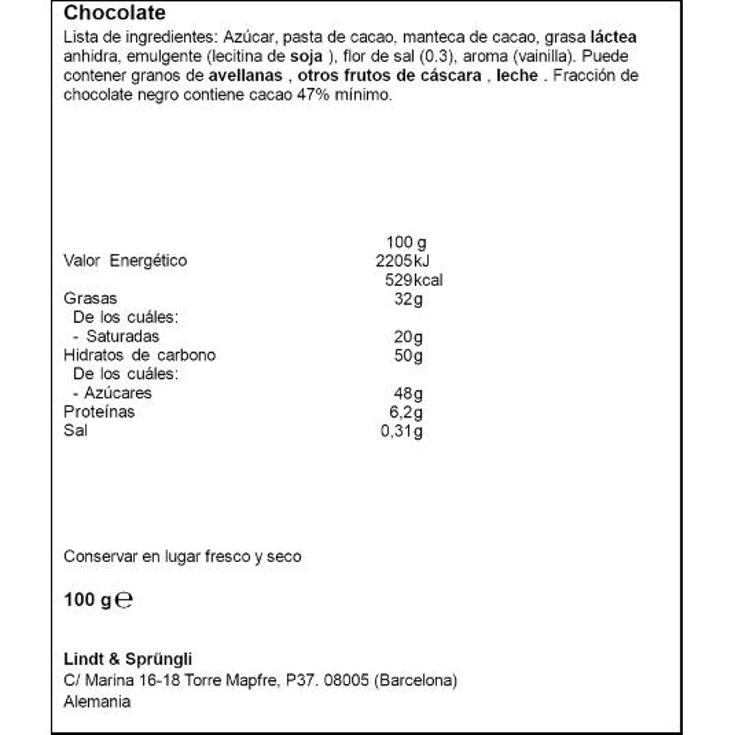 CHOCOLATE FLOR SAL EXCELLENCE LINDT PTLLA 100 GR