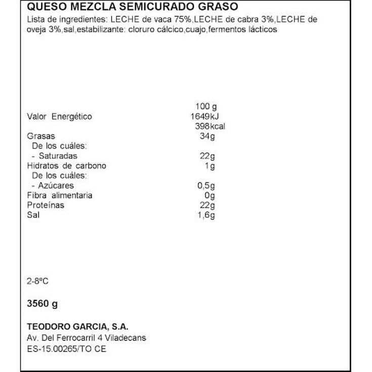 QUESO MEZCLA SEMICURADO RIBERA TAJO