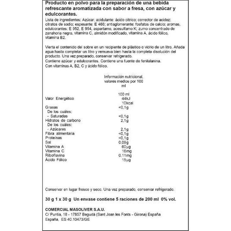 REFRESCO SOLUBLE FRESA TANG SOBRE 30 GR