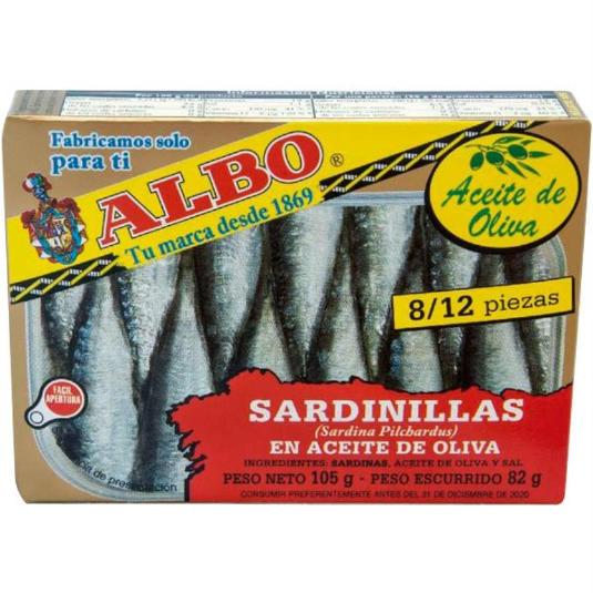 SARDINILLAS EN ACEITE DE OLIVA ALBO LATA 85 GR