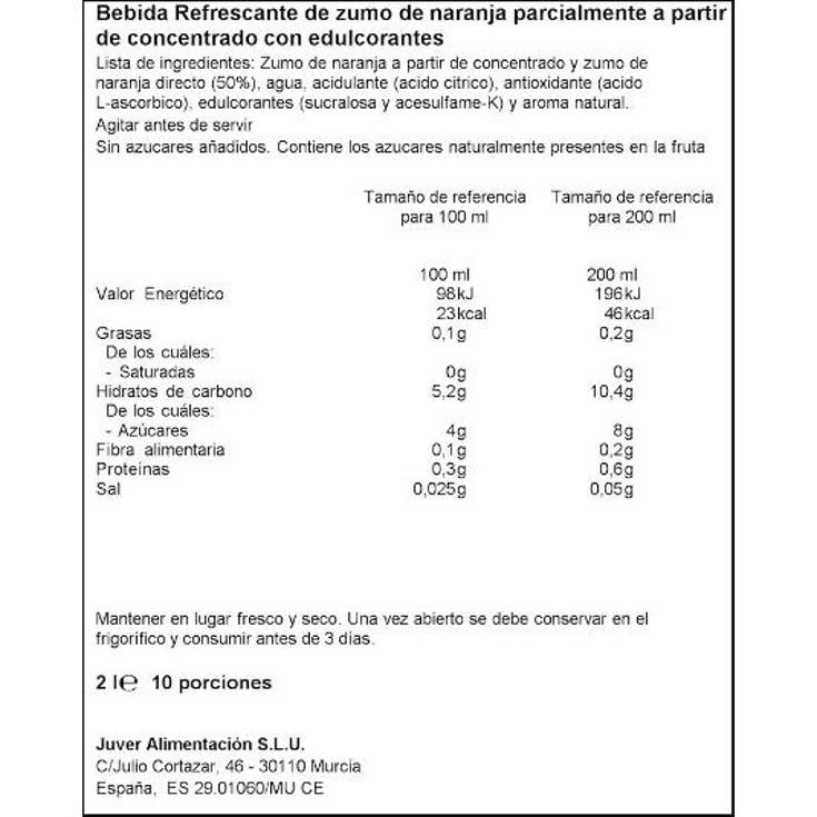 NECTAR NARANJA-UVA S/AZUCA JUVER BRIK 2 LT