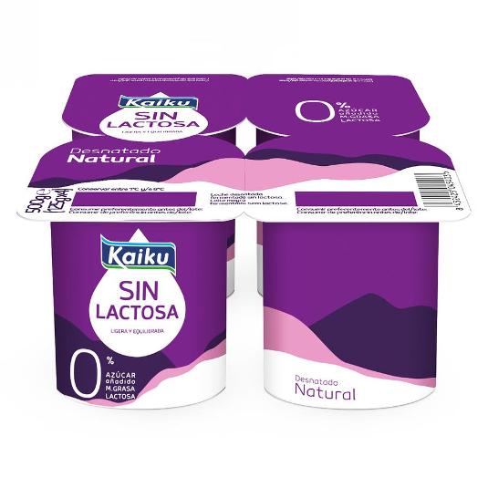 YOGUR SIN LACTOSA DES.NAT.4X125 KAIKU PACK 500 GR