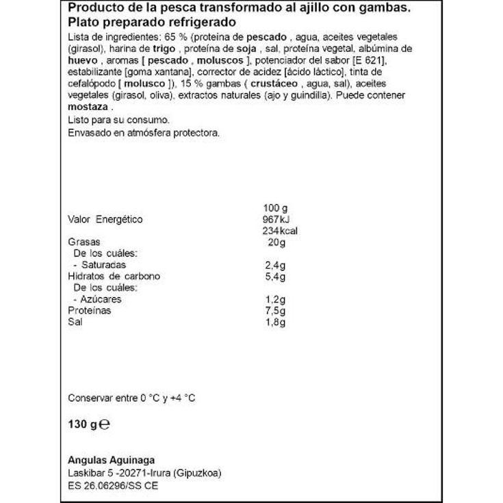 SURIMI GULA NORTE GAMBAS AJILLO AGUINAGA UNIDAD 130 GR