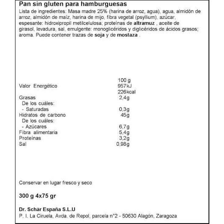 PAN DE HAMBURGUESAS SIN GLUTEN SCHÄR PQTE 300 GR