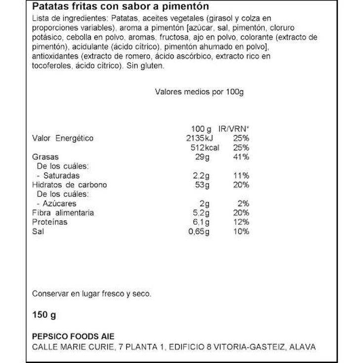 PATATAS FRITAS LAYS PAPRIKA MATUTANO BOLSA 150 GR