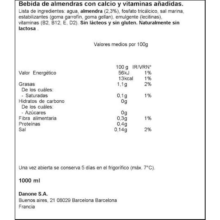 BEBIDA DE ALMENDRA S/AZUCAR ALPRO BRIK 1 LT
