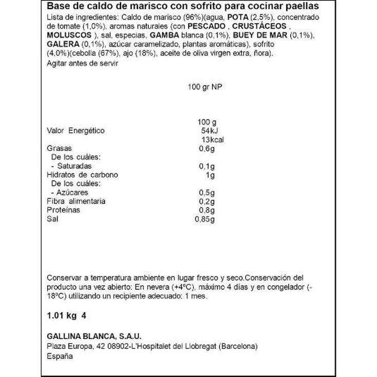 CALDO PARA PAELLA G.BLANCA BRIK 1 LT