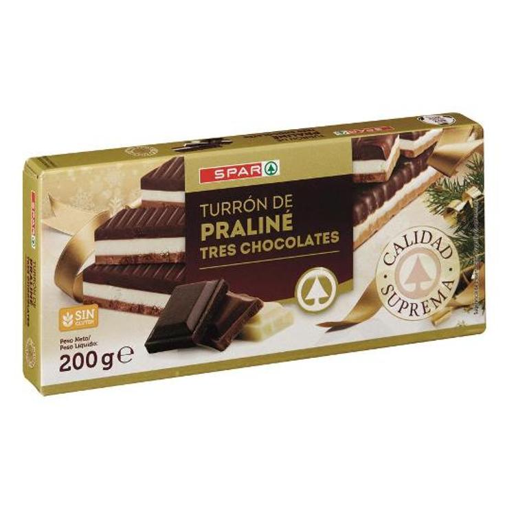 TURRON PRALINE 3 CHOCOLATES SPAR PTLLA 200 GR