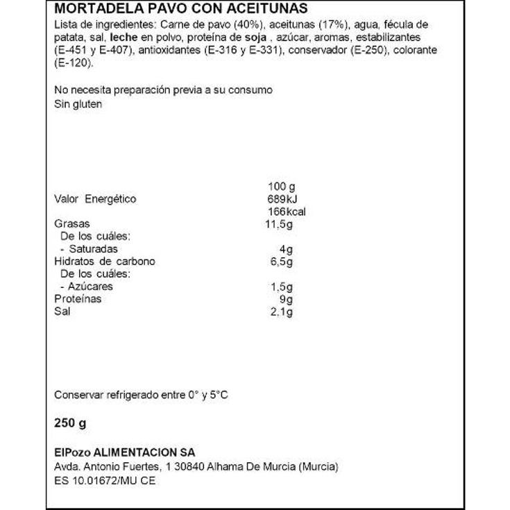 MORTADELA DE PAVO ACEITUNAS ELPOZO PACK 225 GR