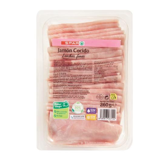 JAMON COCIDO LONCHAS FINAS SPAR PACK 260 GR