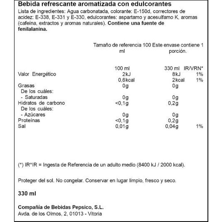 PEPSI ZERO (MP8) PEPSI LATA 33 CL