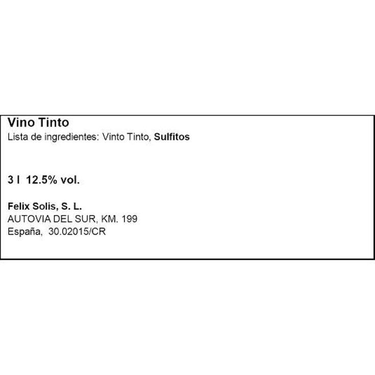 VINO TINTO SELECCION 12º B B PEÑASOL BOX 3 LT