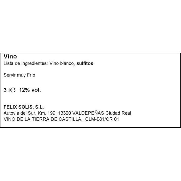 VINO BLANCO 11º B B PEÑASOL BOX 3 LT