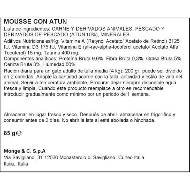 ALIMENTO GATO MOUSSE ATUN SPAR LATA 85 GR