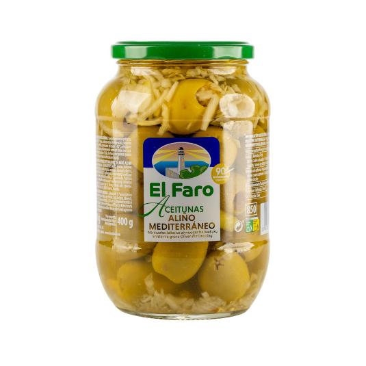 ACEITUNA GORDAL ALIÑO MEDITERR. EL FARO FRASCO 400 GR