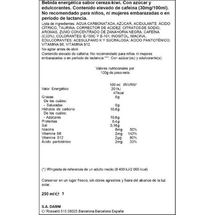 BEBIDA ENERGETICA CEREZA KIWI POWERKING LATA 250 ML