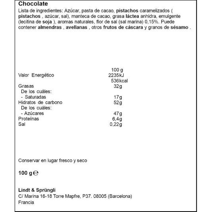 CHOCOLATE NEGRO CON PISTACHO EXCELLENCE PTLLA 100 GR