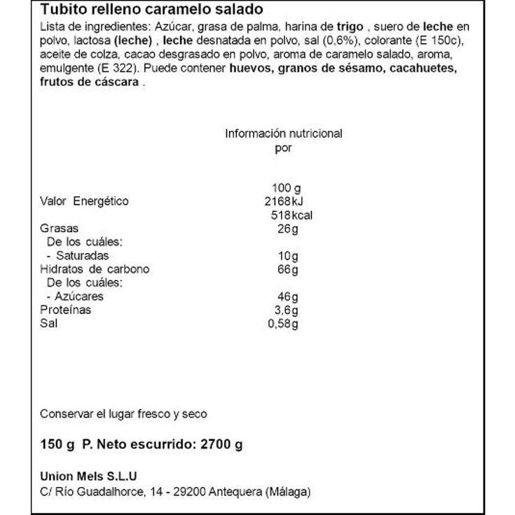 GALLETAS TUBITO CARAMELO SALADO MELS PQTE 150 GR