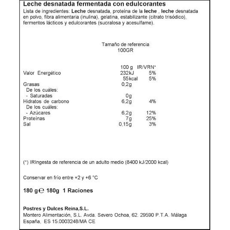 YOGUR ENTREHORAS DESN.EDULCORAD REINA UNIDAD 180 GR
