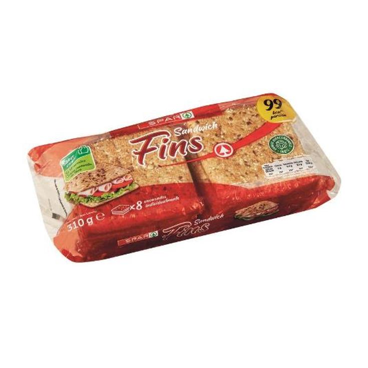 PAN SANDWICH CEREAL FINS SPAR BOLSA 310 GR
