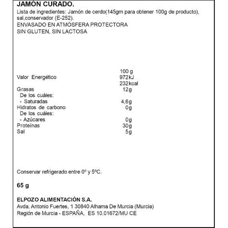 JAMON CURADO TAQUITOS MINI ELPOZO PQTE 65 GR