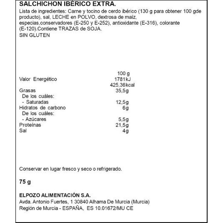 SALCHICHON IBERICO LONCHAS LEGADO IBER. SOBRE 75 GR