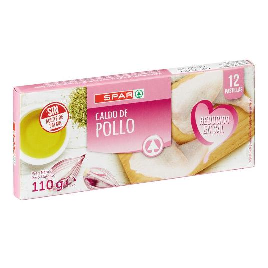 CALDO POLLO REDUCIDO SAL X12 SPAR CAJA 120 GR