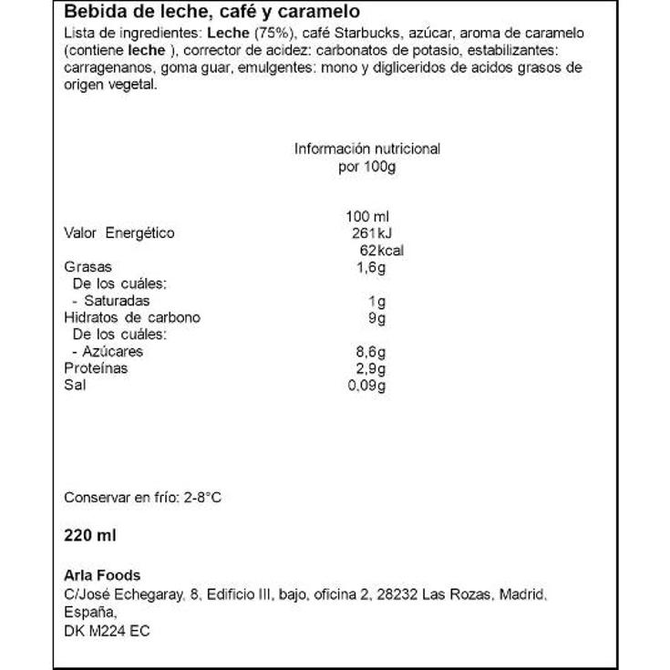 BEBIDA CAFE CARAMELO MACCHIATO STARBUCKS UNIDAD 220 ML