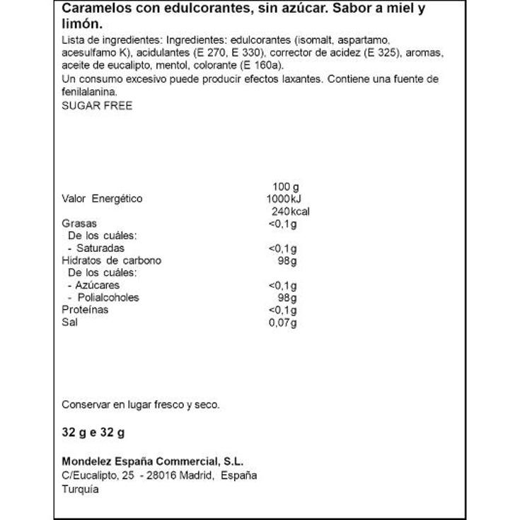 CARAMELOS HONEY AND LEMON HALLS UNIDAD 32 GR